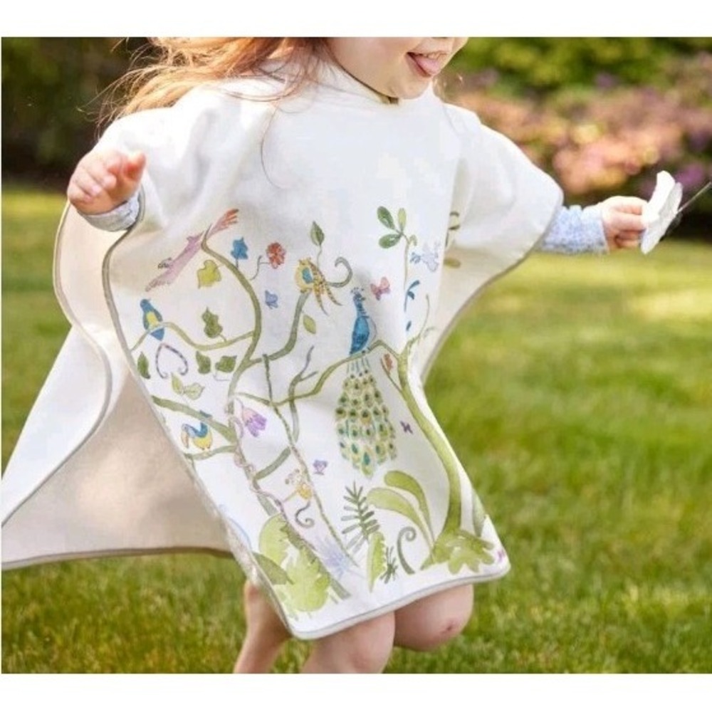 Timo & Violet Organic Swim Poncho Size 5-6Y Tropical Chinoiserie Hooded Towel